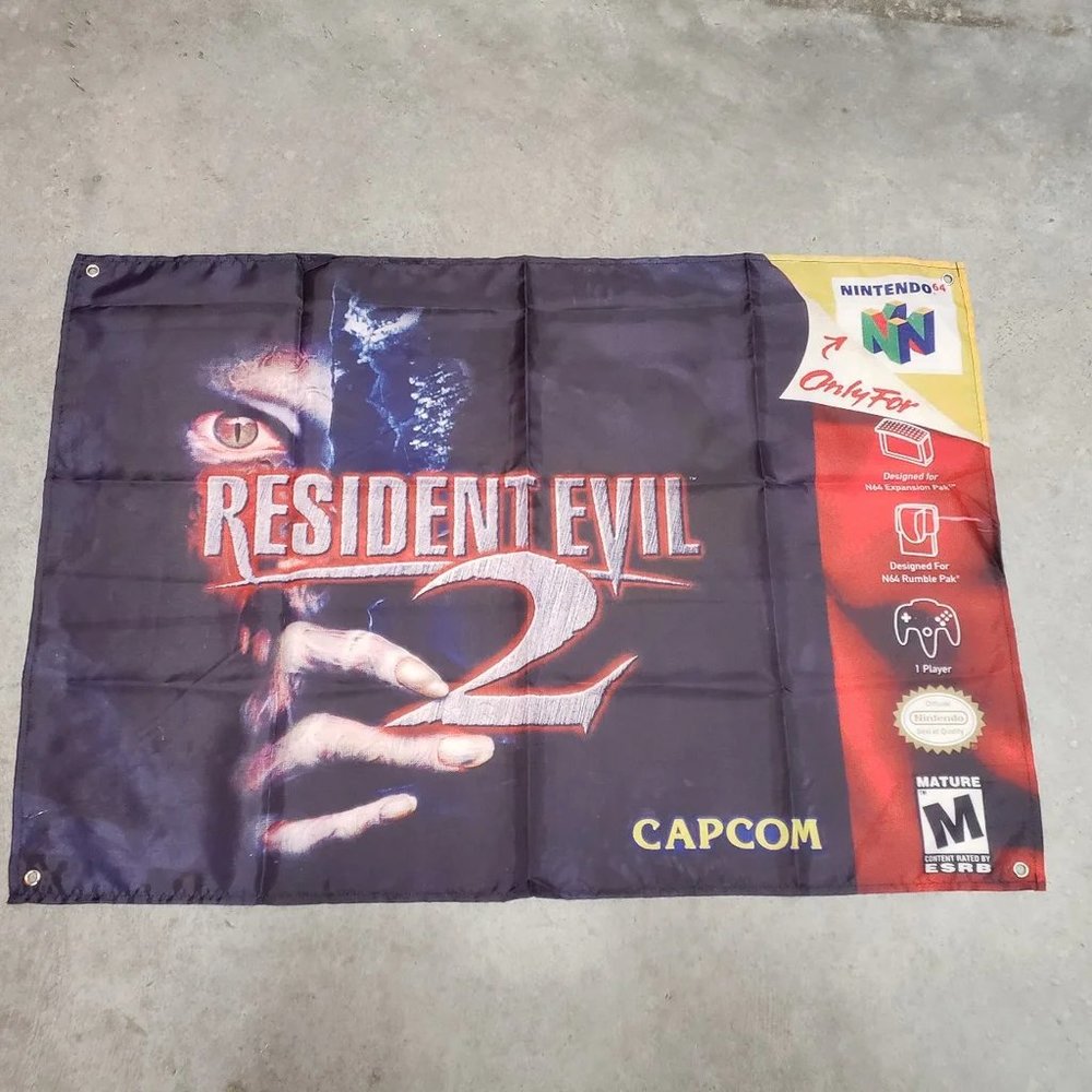 Resident Evil 2 Custom Wall Flag Banner Tapestry 2 x 3 Ft, Nintendo 64